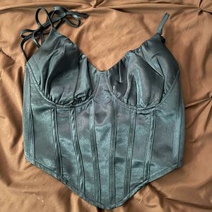 Turquoise shiny corset top size small